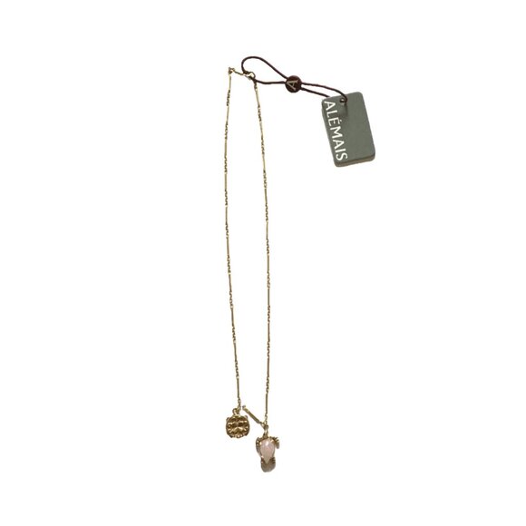 NWT Alemais Encanto Fine Chill Necklace Womens Gold Rose Quartz Turtle Charm NEW - Picture 4 of 14